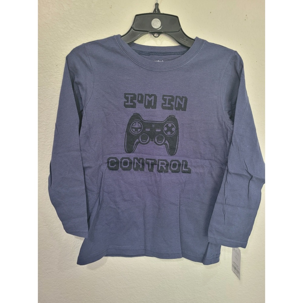 Carters Boys 7 Long Sleeve Graphic Tee Dark Blue Im In Control Video Game #5